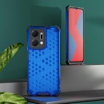 KEYSION Shockproof Armor Case for Honor X7A X7 Soft Silicone+PC Transparent Honeycomb Phone Back Cover for Huawei Honor X7 X7A for Honor X7A mėlyna