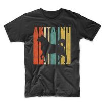 Retro 1970 m. S stiliaus Akita Inu šuns siluetas Akita Cracked Distressed Unisex marškinėliai S