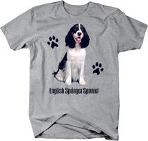 Cute English Springer Spaniel Dog Sitting Paw Prints Custom Unisex T-shirts S