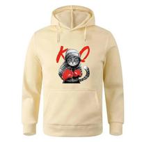 Autumn Boxing Cat Print Hoodies Unisex Women Fashion Sweatshirts Oversized Long Sleeve Hoodie Pullovers Tracksuits Unisex Clothing XL yellow