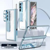Skaidrus dėklas, skirtas Samsung Galaxy Z Fold 3 4 5 Magnetic su S Pen grūdintos plėvelės apsauginiu dangteliu For Galaxy Z Fold 5 mėlyna