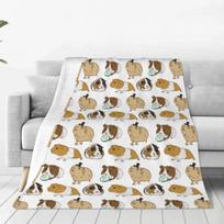 Guinea Pigs Super Warm Blankets Animal Nature Picnic Throw Blanket Spring Pattern Custom DIY Flannel Bedspread Sofa Bed Cover 30*40in beige