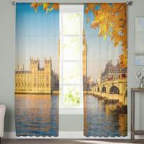 Londonas Big Benas Ir Rūmai Permatomos Užuolaidos Miegamajam Svetainei Tiulio Užuolaidos Virtuvės Langui Voile Užuolaidos 135W x 114H(cm)