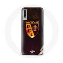 Coque Samsung Galaxy A70 rcl lens orange fond noir juoda