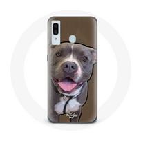 Coque pour Samsung Galaxy A20 Chien Pitbull Blanc gris balta