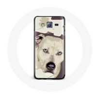 Coque pour Samsung Galaxy A3 Chien Pitbull Blanc image peinture