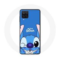 Coque pour Samsung Galaxy A22 4G Stitch mignon fond bleu