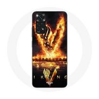 Coque pour Xiaomi Redmi Note 11 4G Vikings Série Saison 6 logo V Epée de Feu Fond Noir juoda