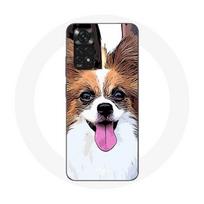 Coque pour Xiaomi Redmi Note 11S Épagneul nain continental papillon Chiot Blanc et marron