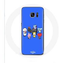Coque pour Samsung Galaxy S6 BTS BT21 Tata Chimmy Cooky Rj Koya Shooky Et Mang Jouent De la musique