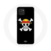 Coque pour Samsung Galaxy A03 One Piece Manga Tete de Mort Fond Noir juoda