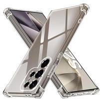 Skaidrus dėklas, skirtas Samsung Galaxy S24 Ultra S23 FE S22 Plus + 5G S21 minkštas TPU buferis nuo pageltimo, plonas, visiškai apsaugantis, smūgiams atsparus skaidrus dangtelis For Samsung S21 FE balta