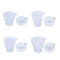 Foldable Silicone Measuring Cup Mold with Scale Folding Cup Epoxy Resin Casting Mould DIY Jewelry Tool for Resin Art white