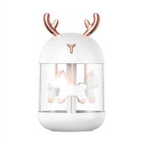 USB oro drėkintuvas Mielos ragai Triušio ausys 300 ml vandens bakas Aromato difuzorius Naktinis apšvietimas Rūko purškiklis Antlers - White