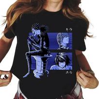 Japanese Anime Death Note Graphic Print T Shirt Unisex Women Fashion Casual Harajuku Short Sleeve Plus Size Unisex T Shirt M black