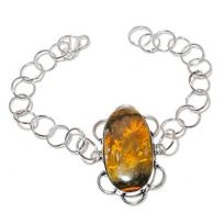 Natural Bumblebee Jasper Gemstone 925 Sterling Silver Bracelet 7-8  N1I59 white