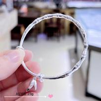 Zuyin 999 Pure Silver Bamboo Bracelet for Women Pure Silver Youth Personalized Bamboo News Safe Pattern Solid Push Pull Bracelet Adjustable size
