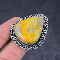 Natural Bumblebee Jasper Gemstone Handmade 925 Sterling Silver Ring Size 8 n8Z34 yellow