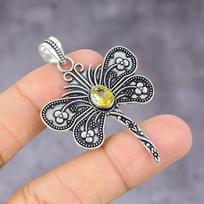 Natural Citrine Gemstone Handmade 925 Sterling Silver Gift Pendant 2.21  Y4W43 black