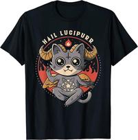 Hail Lucipurr Devil Cat Lover Pentagram Satan Cute Baphomet Unisex T-Shirt S