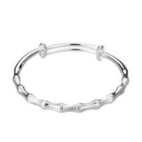 Bambuko traukiama apyrankė, moteriška žingsnis po žingsnio kylanti, matinė bambuko apyrankė, nauja baltu variu dengta sidabrinė apyrankė Adjustable size