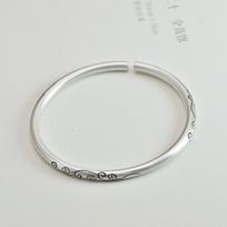 Zuyin 999 Carved Lily of The Valley Flower Bracelet, Women's Opening Frosted Retro Style, Artistic Solid Bracelet, Bracelet Gift Adjustable size
