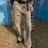 Vintage Leopard Print Jeans Hip Hop Street Straight Leg Wide Leg Loose Design Trousers XXXL leopardas