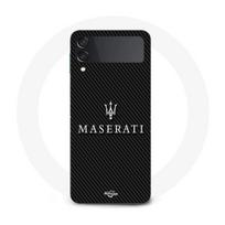 Case - Maniacase - Samsung Galaxy Z Flip4 - Maserati - Carbon background - Black silicone juoda