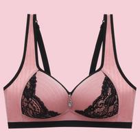 Tank Top Large Bra No Steel Rim Sexy Lace Wrap Bra Adjustable Women's Breathable bralette 36/80B rožinė