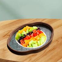 Begonia Tray Decorative Dessert Countertop Bread Wooden Storage Clear Small yellow
