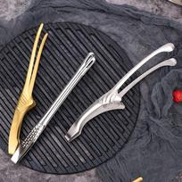 BBQ Tweezer Kitchen Tongs Cooking Catering Tool Stainless Steel Fire for Backpacking Golden