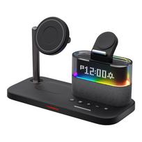 5 viename magnetinis belaidžio įkroviklio stovas, skirtas iPhone 15 14 13 12 11 Apple Watch 8 7 6 greito įkrovimo doko stotis, skirta Airpods juoda