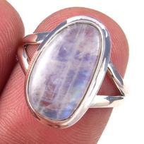 Natural Rainbow Moon Stone Gemstone Handmade 925 Sterling Silver Ring S.7 T5Z31 gray