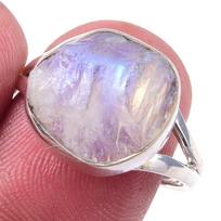 Natural Rainbow Moon Stone Gemstone Handmade 925 Sterling Silver Ring S.8 G2Q80 white