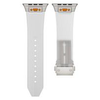 Rubber Transparent Band for Apple Watch Ultra 2 49mm 44mm 45mm Sports Strap for iWatch Series 9 8 7 42 Se 6 5 4 Clear Bracelet For iWatch 49MM Starlight balta