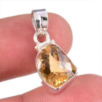 Natural Citrine Gemstone Handmade 925 Solid Sterling Silver Gift Pendant 1  w2s09 beige