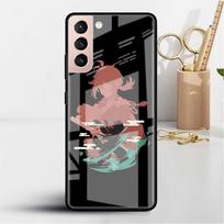 Stiklinis dėklas Samsung Galaxy S22 S20 FE S21 5G S10 S9 Plus Note 10 20 Lite grūdintas telefono dangtelis anime Genshin Impact Samsung S22 5G black