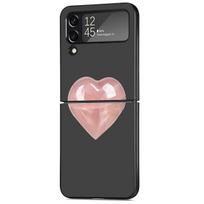 Heart Luxury Case For Samsung Galaxy Z Flip 3 4 5G Funda ZFlip 3 Black PC Hard Back Phone Capas Samsung Z Flip 5G