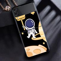 Case For Samsung Galaxy Z Flip 3 4 5G Black Hard PC Phone Housing Z flip4 Luxury Segmented Cover Cute Astronaut Samsung Z Flip