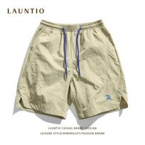 Straight Tube Loose and Versatile Capris with Drawstring Embroidery Design for Casual Men's Shorts XXL juoda