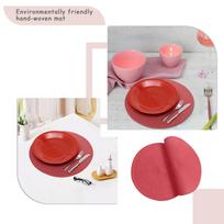 Round Rop Cotton Brai-ded Table Place Mats Bra-ided Coas-ter Placemas Non-Slip Table Mats For Dining Kitchen Table Washable 15 Inch One Size