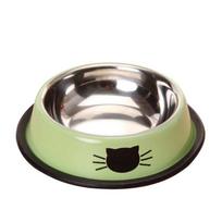 Cat Food Bowl Stainless Steel Kitten Cat Feeder Water Bowl With Non-Slip Rubber Base Small Pet Bowl Cat Accessories Pet Supplies beige
