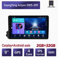Android 2 Din automobilio multimedijos grotuvas SsangYong Actyon 2005-2011 m. Galvos blokas Stereo Carplay GPS navigacija BT WIFI 4+64GB 2+32GB