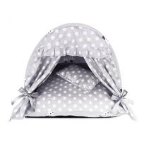 Pet Dog Tent House Floral Print Enclosed Cat Tent Bed Indoor Folding Portable Comfortable Kitten Bed Kennel For Small Pets L white