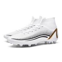 Men/Women's Football Shoes Large-sized Leather High Elastic Socks Ported Artificial Cott e Nail Youth Football Training Football Boots 37 balta