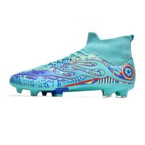 Football Shoes Unisex Football Boots High -top Socks, Long Nails, Artificial Lawn Training Youth Football Shoes for Kids 37 žalsvai mėlyna