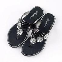Luxury Rhinestones Flowers Flip Flops Women Summer 2024 Ladies Slippers Flats Sandals Woman Comfortable Anti-Skid Beach Shoes 41 sidabras