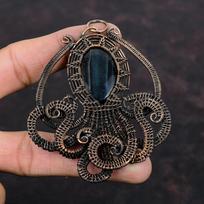 Nellite Pendant Copper Wire Wrapped Jewelry Handmade Pendant Octopus Pendant Natural Gemstone Jewelry Copper Wire Wrap Pendant Gift For Mom black