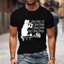 Men's T-shirt That's What I Do I Read Books Printed Shirts Black Cat T Shirt Drink Coffee Lovers Shirt Men's Tees S juoda
