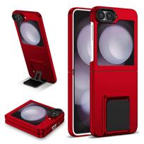 KEYSION Luxury Live Stand Case for Samsung Galaxy Z Flip 6 5 5G PC Shockproof Phone Back Cover for Samsung Galaxy Z Flip 5 6 5G for Galaxy Z Flip 5 raudona